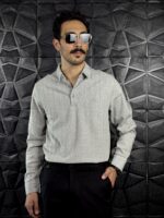 تکپوش یقه دار طوسی
